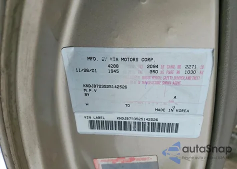 2002 Kia Sportage z USA, uszkodzony, nr VIN KNDJB723525142526